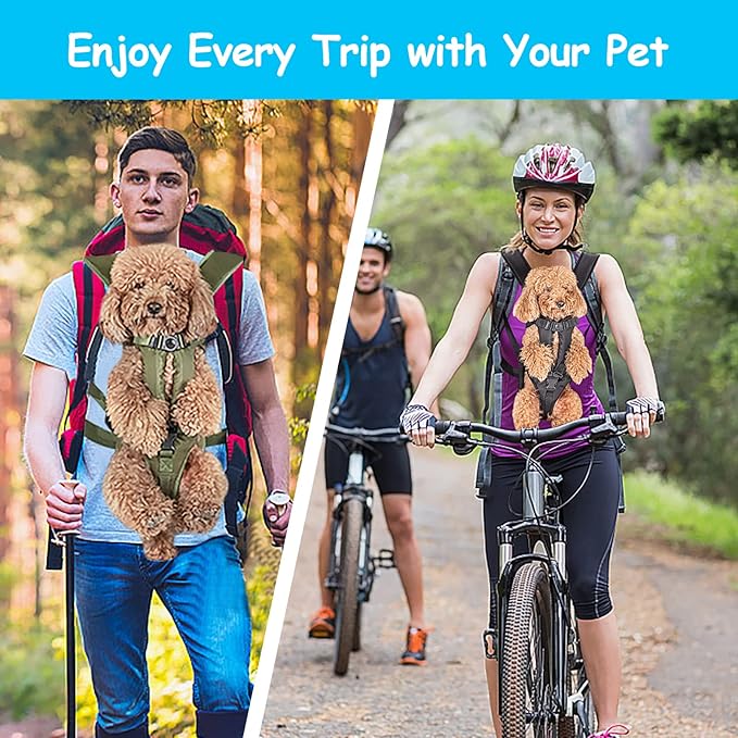 PetBonus Pet Front Dog Carrier Backpacks, Adjustable Pet Backpack, Legs Out Easy-fit Puppy Chest Carrier for Medium Small Dogs, Hands Free for Hiking, Cycling (Black, M)