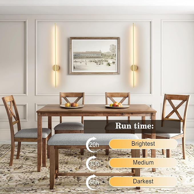 Battery Operated Modern Wall Sconces, Dimmable Wireless Wall Light Set of Two