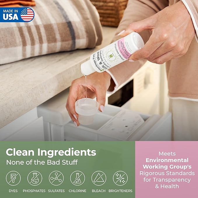 Heritage Park Silk & Wool Spring Magnolia Floral Scent, pH-Neutral Laundry Detergent - Enzymes-Free, Ultra Concentrated (4 fl oz Trial Size)