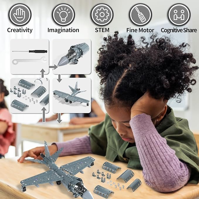 Lucky Doug STEM Building Projects Model Airplane Jet Set - Building Toys for Kids Ages 8-12, Assembly Science Kit for Boys 8 9 10 11 12 Years Old