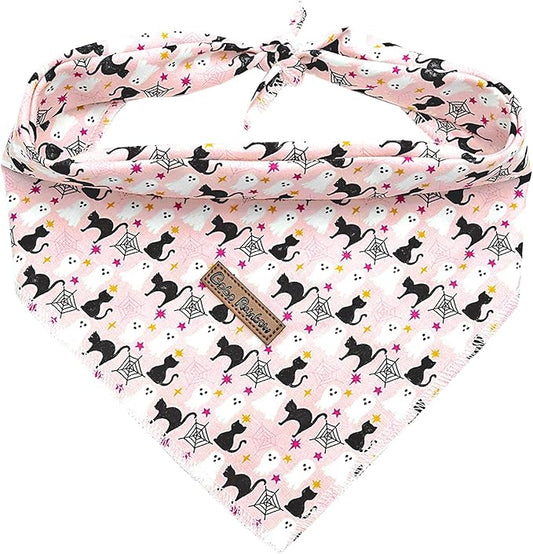 Dog Bandana, 1PC Ghost Print Dog Bandanas Halloween Bandanas Fall Bandanas Bibs Scarf Square Soft Dog Kerchief Pet Bandanas for Small Medium Large Dogs