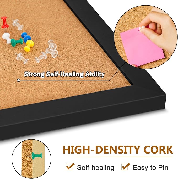 DOLLAR BOSS Cork Board for Wall 24" x 18" Bulletin Board for Wall