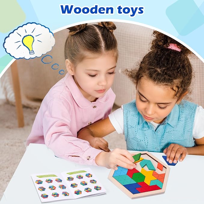 3 Otters Wooden Puzzle, with Guide Book | Educational Brain Teaser Game, Montessori Learning, Fine Motor Skills, Hand-eye Coordination