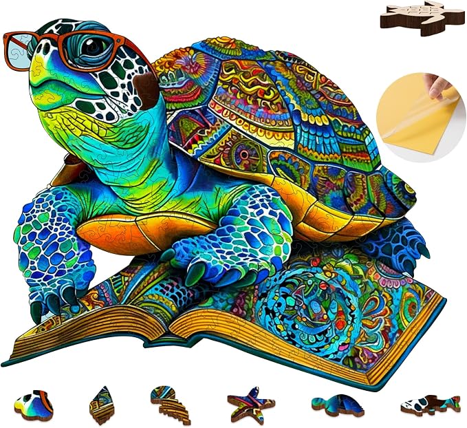 Mys Aurora Sea Turtle Puzzles for Adults, 200 Pieces Unique Jigsaw Puzzles | 5MM Thick Ocean Wooden Puzzles for Adults and Kids Birthday Gifts Family Game, 12 x 10 Inches