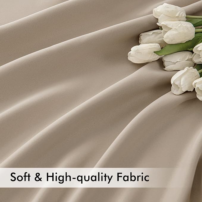 MIULEE Taupe Back Tab Blackout Curtains 63 Inch Length 2 Panels Set