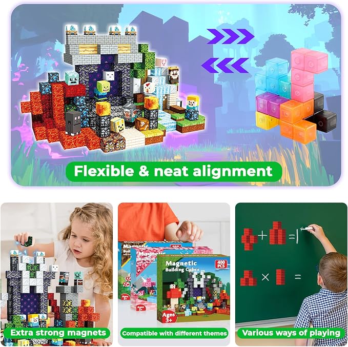 Annexfun Magnetic Blocks - 400PCS Magnetic Building Blocks Toys Forest Portal, Magnetic Tiles Kids Build Cubes 2026 Upgraded STEM Game Toys, Christmas Birthday Gifts for Boys & Girls Ages 3+