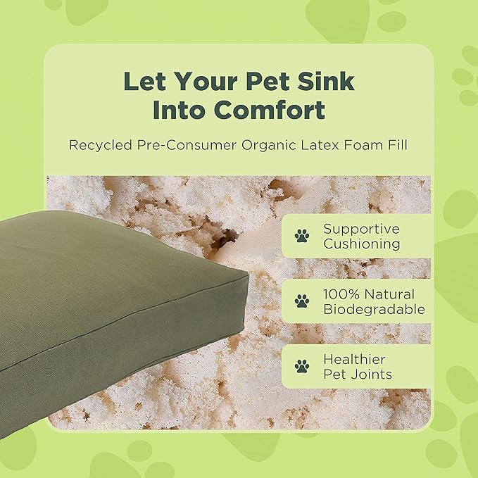 X-Large - 48 x 30 x 5 - Natural Premium Organic Hemp Dog Bed - Organic Latex Fill - Removeable Cover