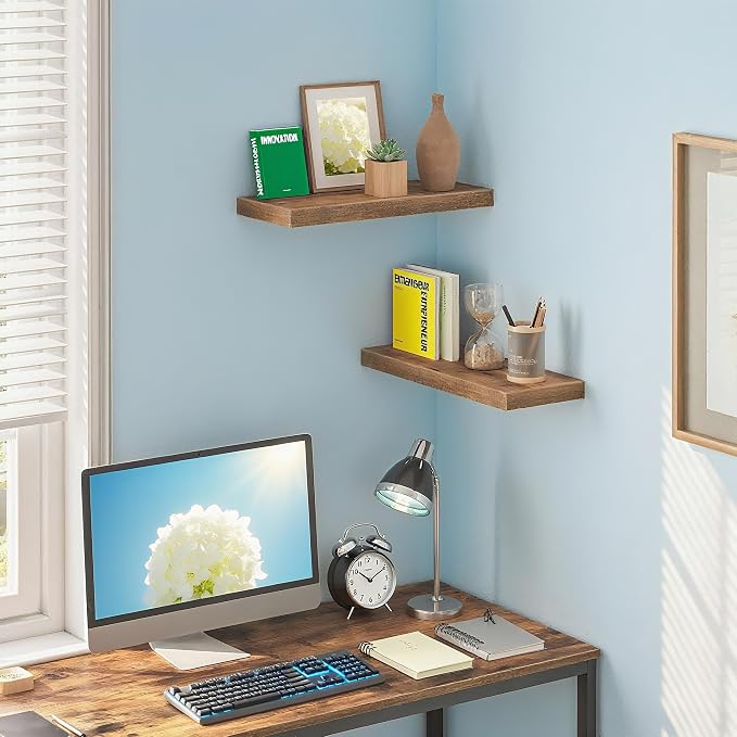 Vervida® 3 Pack Rustic Brown Floating Shelves, Holds Up to 38 Lbs,