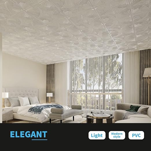 Art3d Drop Ceiling Tiles 24x24 in White, 3D Wainscoting Panels Glue Up 2x2
