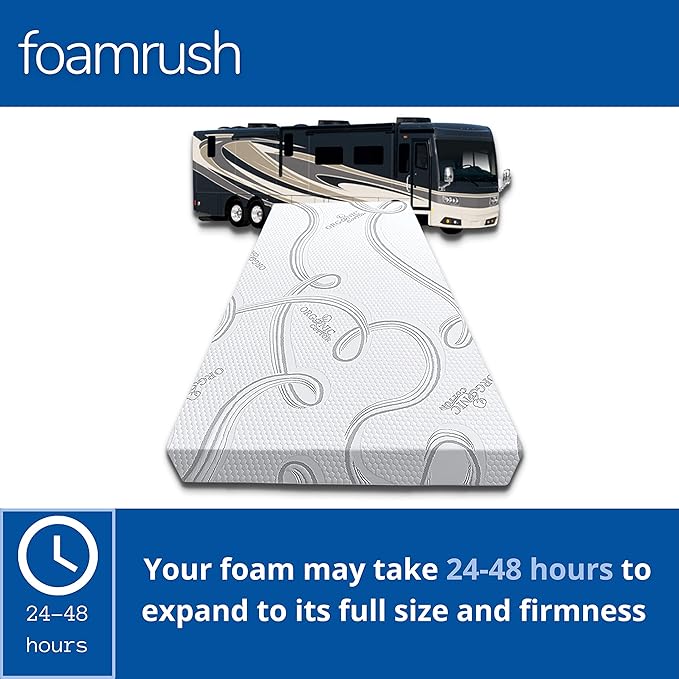 FoamRush 6-Inch (42" x 80") Gel Memory Foam Mattress Replacement with Cotton Cover, Travel Comfort, Pressure Relief Support, Made in USA, Camper Trailer Truck