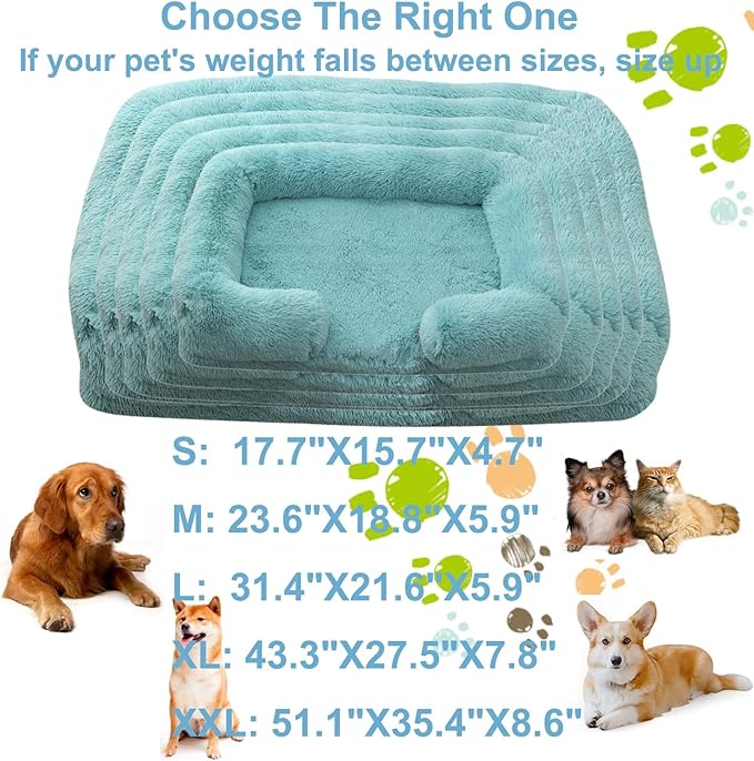 Dog Beds Large Sized dog Orthopedic, Sofa Dog Bed with Waterproof Lining and Nonskid Bottom, Rectangle Washable Dog Bed for Medium Small Dogs and Cats Comfortable ( Color : Green1 , Size : 17 x 15" )
