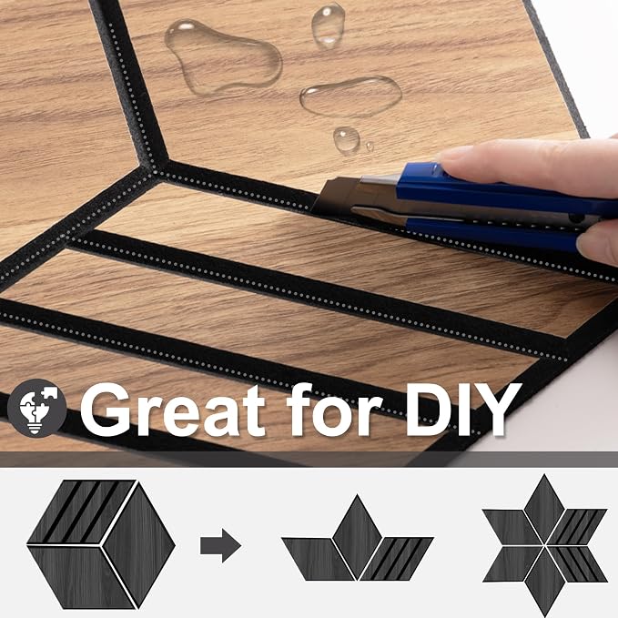 Mollywell Acoustic Panels, PVC Wood-Grain, 14x12 Inch Hexagon Carved Sound