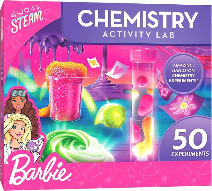 Barbie™ Chemistry Science Kit with 50 Experiments for Kids Ages 8-12 | 50 Experiments, Lab Gear and Goggles, Glow in the Dark Slime, Lava Lamp, Chemistry Activities, STEM Learning, The STEAM Lab