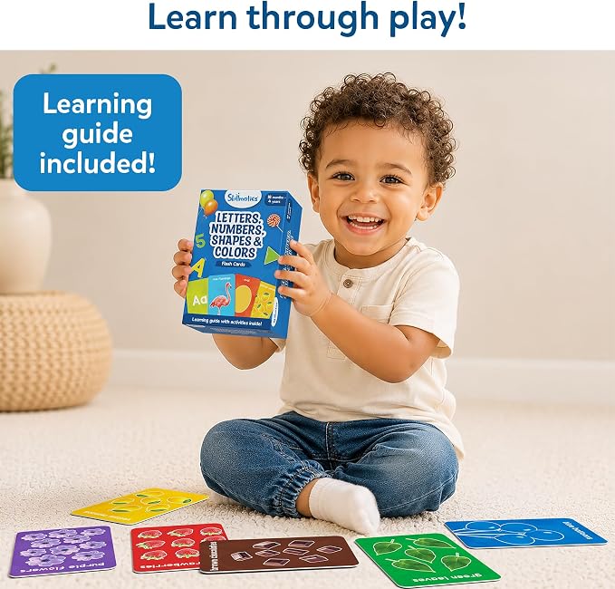 Skillmatics Flash Cards for Toddlers – Letters, Numbers, Shapes & Colors | Thick Flashcards, Montessori Toys, Preschool Learning Aids, Screen-Free & Educational Gift for Kids Ages 1, 2, 3, 4