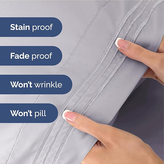 Twin XL Size 3-Piece Sheet Set - Extra Soft, Breathable & Cooling - Hotel Luxury Durable Bed Sheets for Women & Men - Deep Pockets, Easy-Fit & Wrinkle-Free - Light Lilac Oeko-Tex