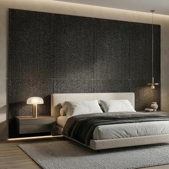 VooBang 4 Pack 3D Wall Panels, Waterfall Stone Texture PU Wall Panels, Accent