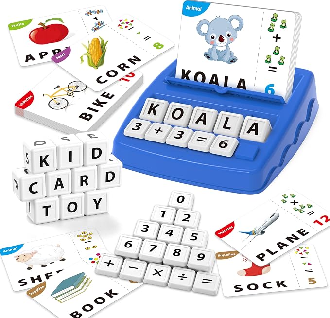 Yolscue Montessori Matching Letter Games,Educational Toys for 3-8 Year Olds Boys Girls,Alphabet Learning Toys for Kids Ages 3-8 Years,Birthday Party Gifts for 3-8 Year Olds Boys Girls(Navy Blue)