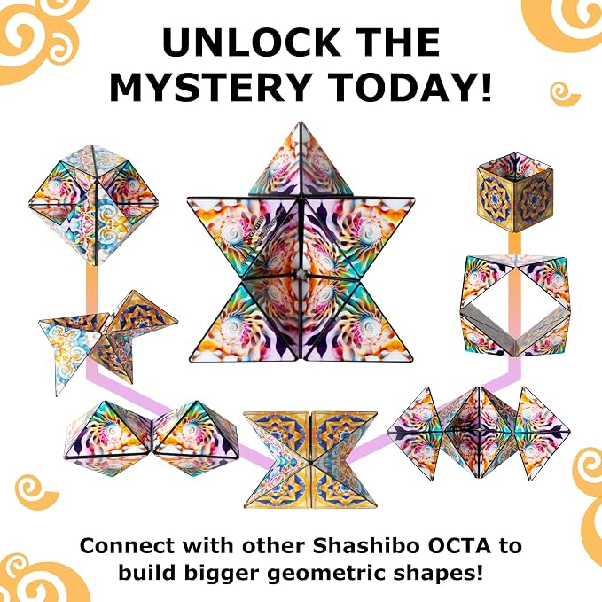 Shashibo OCTA Magnetic Puzzle Toy, Stress Relief Fidget Toy | 30+ Possible Shapes, Sensory Fidget Toy For Adults & Kids, Fun Shape Shifting Puzzle Toy For All Ages