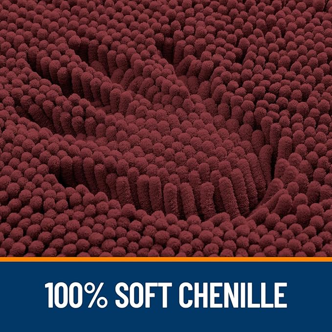 OLANLY Bathroom Rugs 24x16, Extra Soft Absorbent Chenille Bath Rugs, Rubber Backing Quick Dry, Machine Washable Bath Mats for Bathroom Floor, Tub and Shower, Home Decor Accessories, Andorra Red-Brown