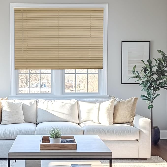 CHICOLOGY Mini Blinds for Indoor Windows – 30"W x 48"H, Cappuccino Horizontal