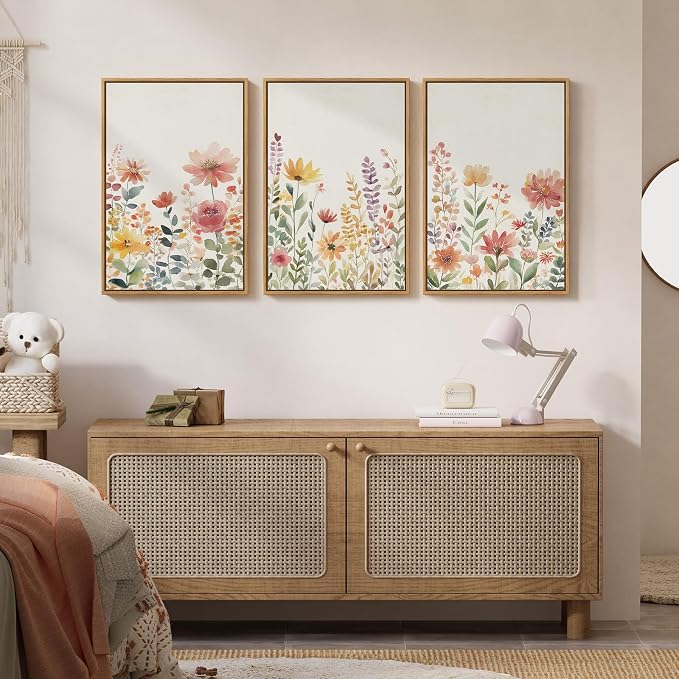 Framed Watercolor Floral Wall Art