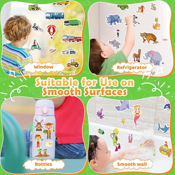 4 Sets Reusable Sticker Books for Toddler 1-3, Activity Books for Toddlers 2-4, Arts Crafts Jelly Stickers Travel Toys for Kids 3-5, Holiday and Birthday Gifts Easter Basket Stuffers for Boys Girls