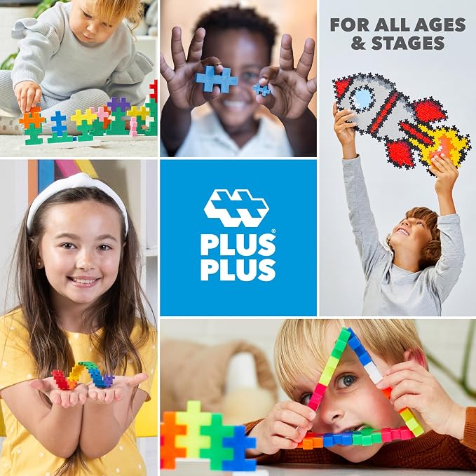 PLUS PLUS 240 Piece Glow Mix Tube & Baseplate - Waffle Blocks Stem Toy | Sensory Bin Fillers, Gifts for Boys & Girls, Classroom Must Haves, Christmas Stocking Stuffers for Kids, Math Manipulatives
