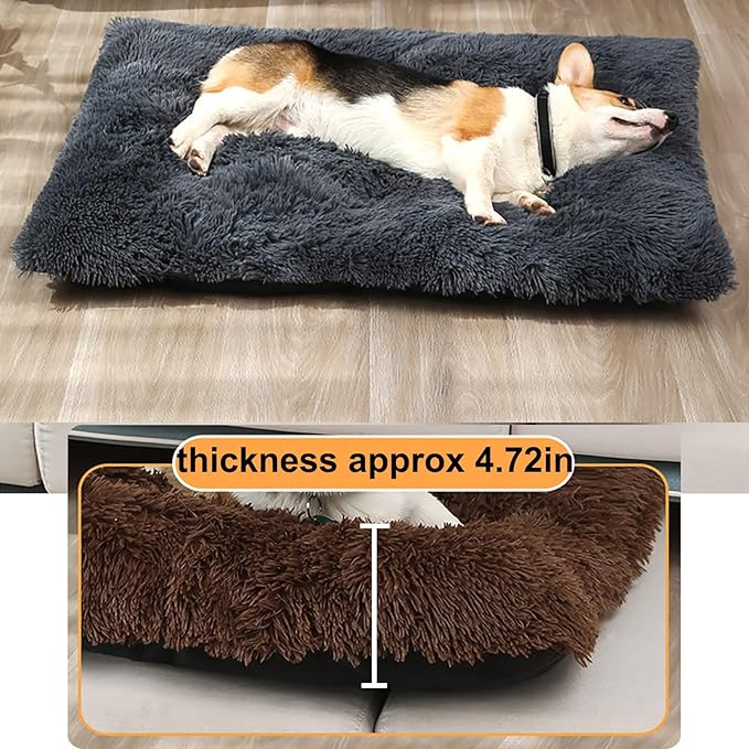 Dog Crate Mat, Dog Bed for Large Dogs, Comfy Fluffy Kennel Pad Anti-Slip for Dog beds & Furniture, Quilted Dog Bed for Pets for Medium/Small Dogs Cats (Color : Gray 1, Size : 43x29)