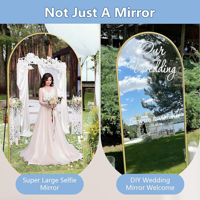 Arched Full Length Mirror with Stand, Extra Large Gold Full Length Body Mirror