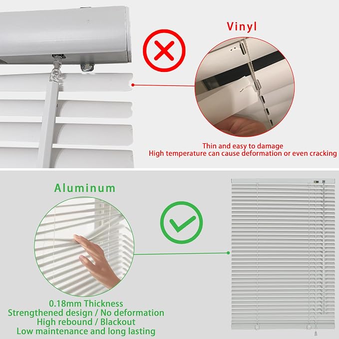 YIIBAII Mini Blinds Suitable for 41" W x 64" H Windows 1" Aluminum Horizontal