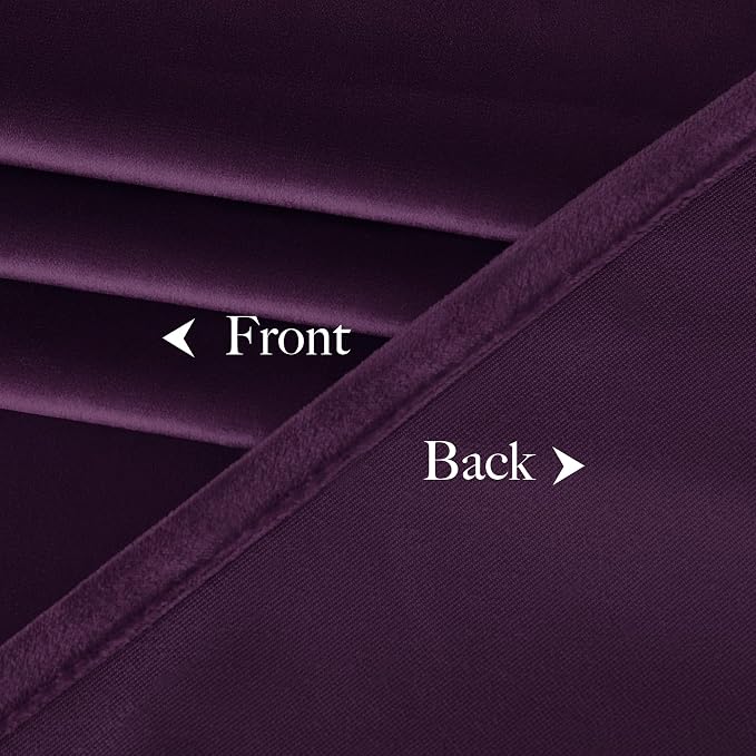 NICETOWN Purple Velvet Curtains 90 inch Long