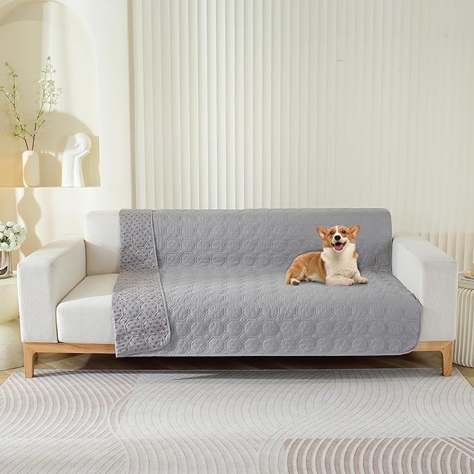 Waterproof Dog Bed Cover Non-Slip Stain Resistant pet Sofa Cushion, pet Mattress Cover Cover, Sofa Furniture Protector for Small Dogs Large Dogs and Cats (Light Gray) (82x82in)
