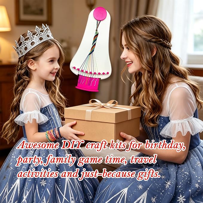 Friendship Bracelet Making Kit toys ,ages for 8 9 10 11 12 Year Old Girls, Kids Travel Activity Set,diy kit,Arts and Crafts Bracelets String Maker Kit ,Great Christmas Birthday Gifts (rosered-white)