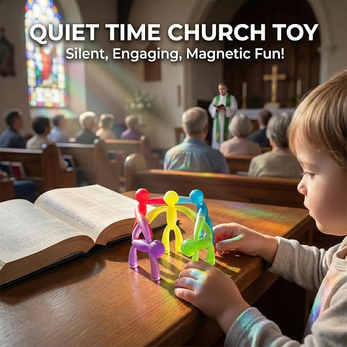 MAGMEN X3 Magnetic People Figures, 5 Pc Kids Magnet Men Fidget Travel Toys | 3 in. poseable fidget figures, magnets securely embedded. Quiet car and desk play. Party favors. w/metal play tin