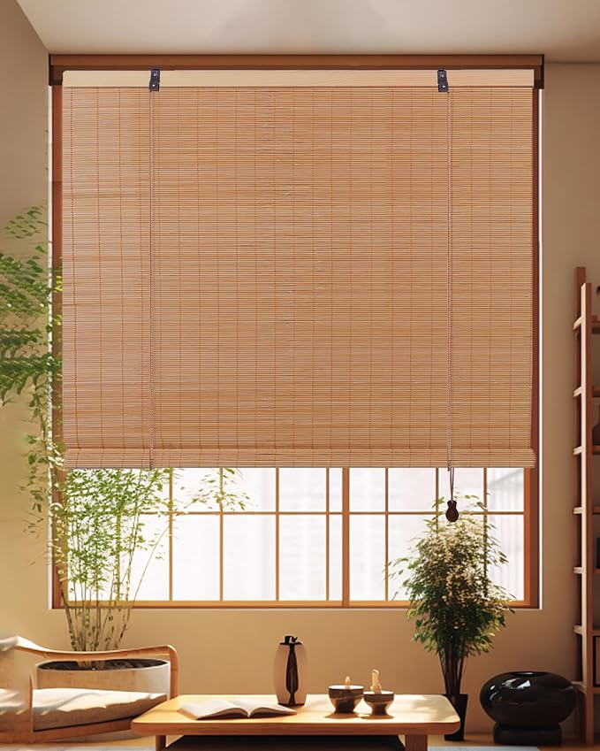 Foundgo Bamboo Shades 24" W x 64" H Light Filtering Bamboo Blinds