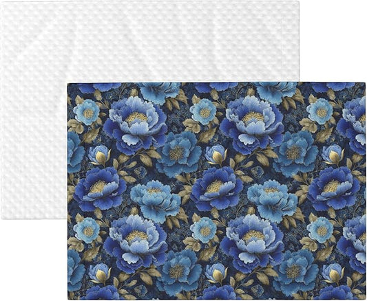 Waterproof Dog Blanket Soft Pet Blanket for Puppy Cat, Fleece Cat Throw Blankets for Furniture Bed Couch Sofa Reversible - Vintage Blue Floral 1