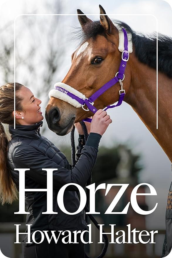 HORZE Howard Soft Fleece Padded Adjustable Polyester Horse Halter - Purple - Warmblood