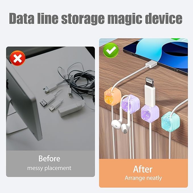 3Pack Magnetic Cable Clips for Nightstand, Adhesive Night-Glowing Cord Holder Organizer for Office Home Desk Wall Car (Strawberry)