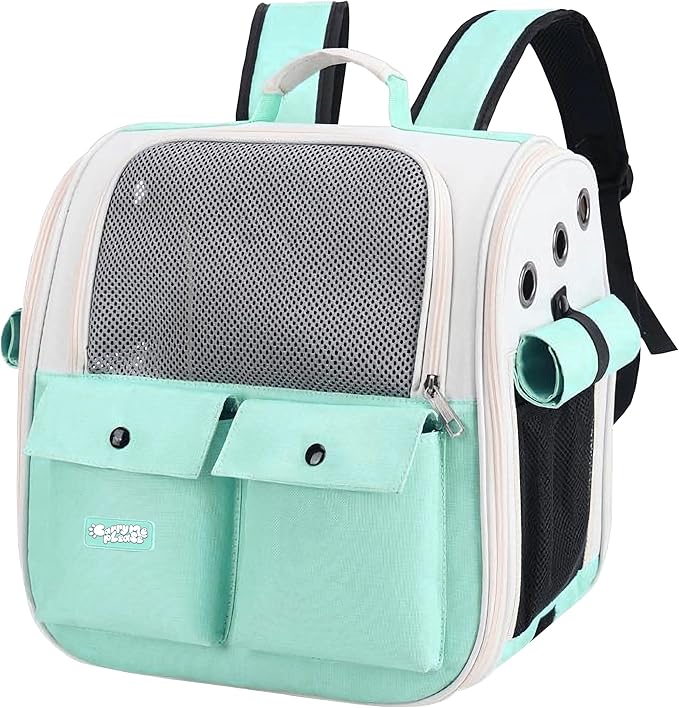 Pet Backpack Carrier for Small Dogs, Cats, Kittens, Rabbits – Airline Approved Travel Bag with Breathable Mesh and Padded Straps – Soft-Sided Cat Carrier Backpack for Hiking, Camping, Trips