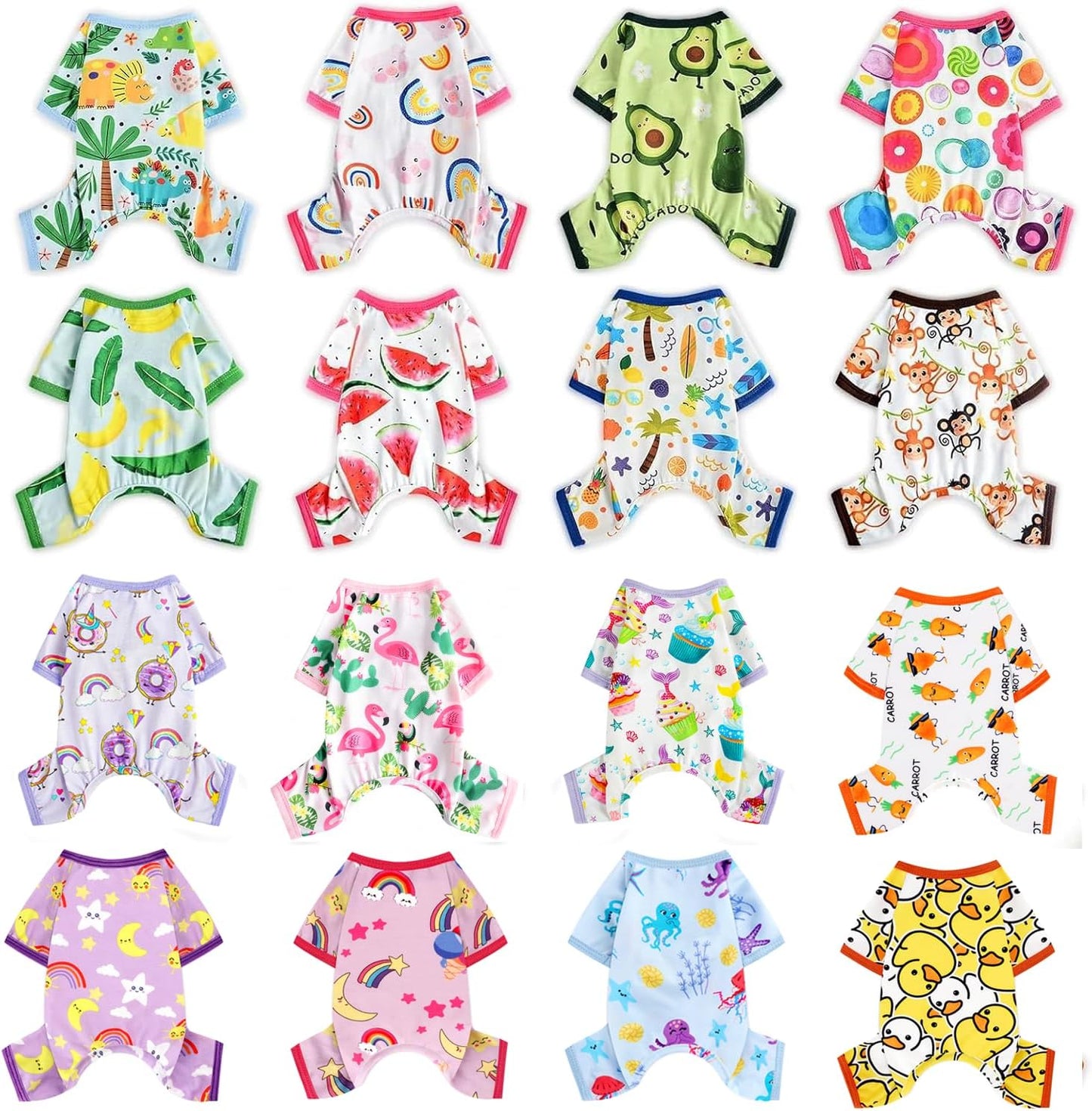 Dog Pajamas Pjs Spring Summer Dog Clothes for Small Dogs Girl - Boy - Female Size Dogs, Soft Stretchy Puppy Clothes Doggie Onesies Cat Pet Jammies Outfit Rainbow Pink