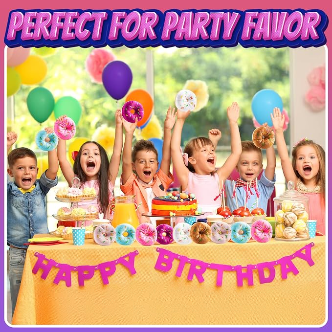 Plush Donut Toys with Sprinkles (12-Pack) Stuffed Donut Party Favors | Soft Stuffed Donuts for Donut Party Supplies, Birthday Decorations, Stocking Stuffers, Kids Party Favors & Classroom Rewards