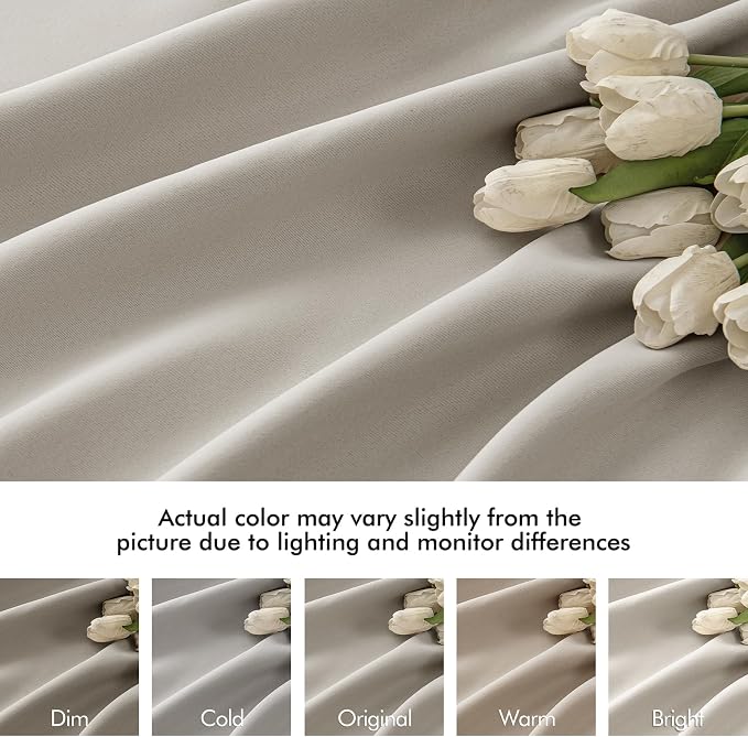 MIULEE Natural Back Tab Blackout Curtains 108 Inch Long 2 Panels Set