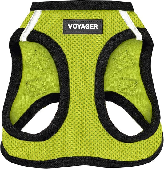 Best Pet Supplies Voyager Step-in Air Harness - All Weather Mesh, Reflective, No Pull Harness for Dogs, Cats - Secure with Hook & Loop Fastener, Buckle, Double D-Rings - Lime Green/Black Trim, XS