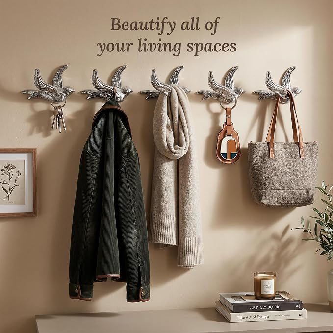Flying Bird Decorative Wall Hooks Cast Iron, Wall Mounted