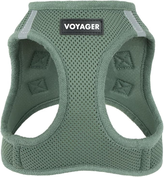 Best Pet Supplies Voyager Step-in Air Harness - All Weather Mesh, Reflective, No Pull Harness for Dogs, Cats - Secure with Hook & Loop Fastener, Buckle, Double D-Rings - Moss Green, L
