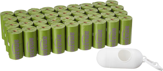 Amazon Basics Dog Poop Bags with Dispenser, 540 Count, Enhanced for Guaranteed Leakproof, Lavender Scented, Includes Leash Clip
