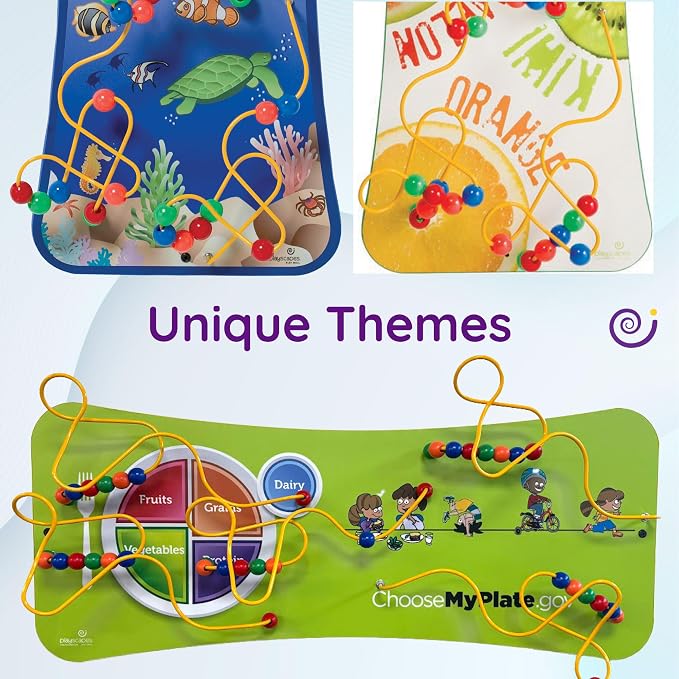 Wire & Bead Maze Activity Wall – Wall Busy Board for 24+ Months Old – Easy-to-Clean Bead Puzzle for Playrooms, Daycares, Classrooms, & Waiting Rooms – No Batteries or Loose Parts – MyPlate