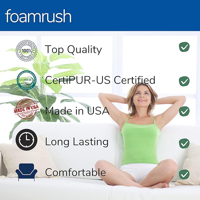 FoamRush 6-Inch Truck (36" x 76") Medium Firm High Density Foam RV Mattress Replacement with Cotton Cover,Pressure Relief, Travel Camper Trailer Truck, Made in USA, CertiPUR-US Certified