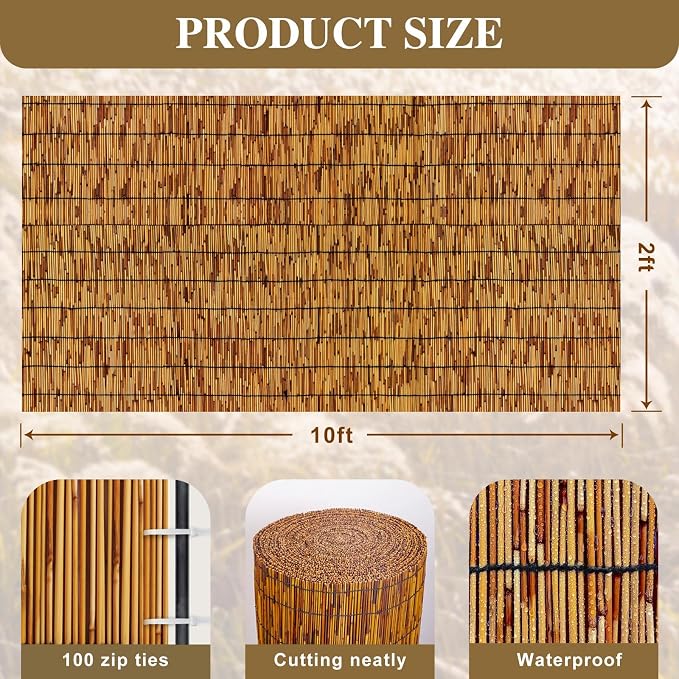 Bamboo Fencing–Handwoven, Bamboo Wall Panel Outdoor Privacy Reed Screening