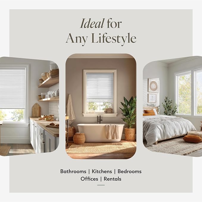 CHICOLOGY Cordless Mini Blinds for Indoor Windows, 16.5" W x 84" H, Light